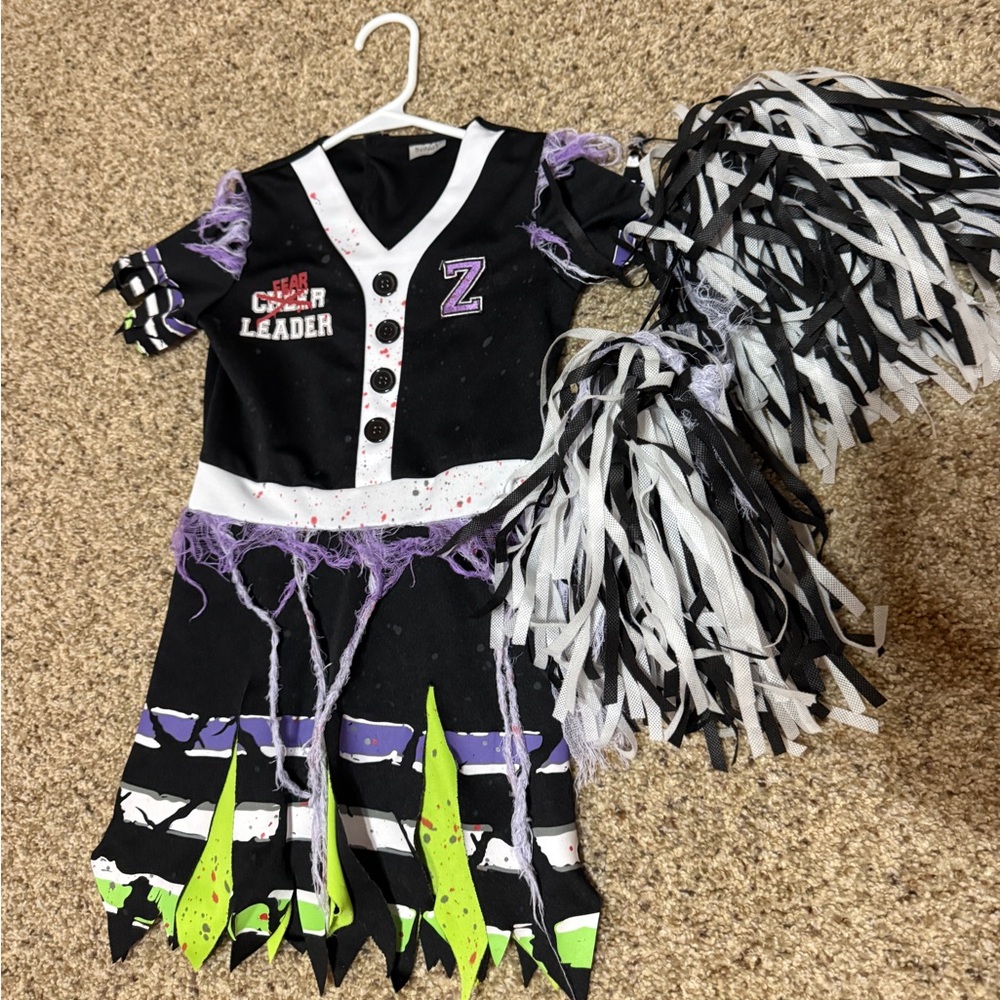 Zombie Cheerleader Costume with Pom Poms